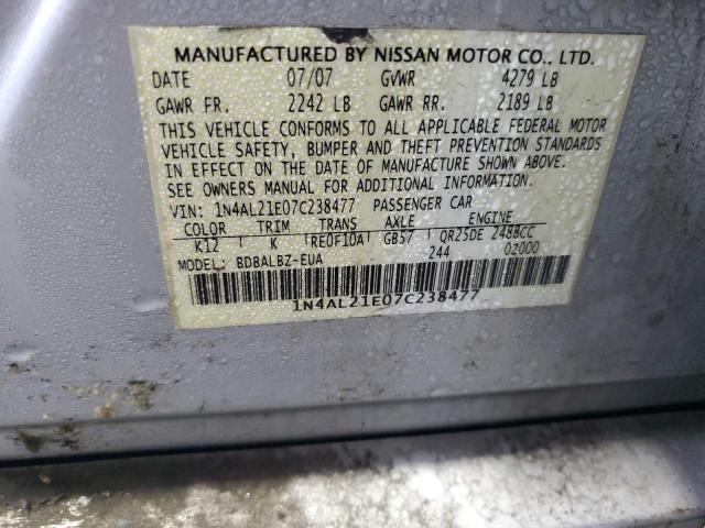 1N4AL21E07C238477 - 2007 NISSAN ALTIMA 2.5 SILVER photo 12