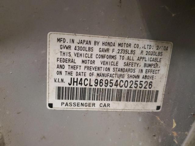 JH4CL96954C025526 - 2004 ACURA TSX SILVER photo 12