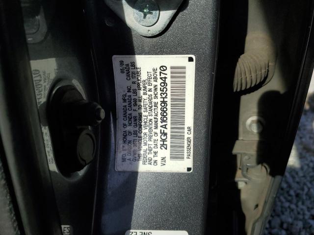 2HGFA16669H359470 - 2009 HONDA CIVIC LX-S فحمي صورة 12