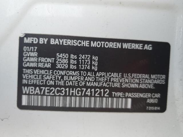 WBA7E2C31HG741212 - 2017 BMW 740 I WHITE photo 12