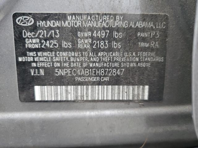 5NPEC4AB1EH872847 - 2014 HYUNDAI SONATA SE GRAY photo 12