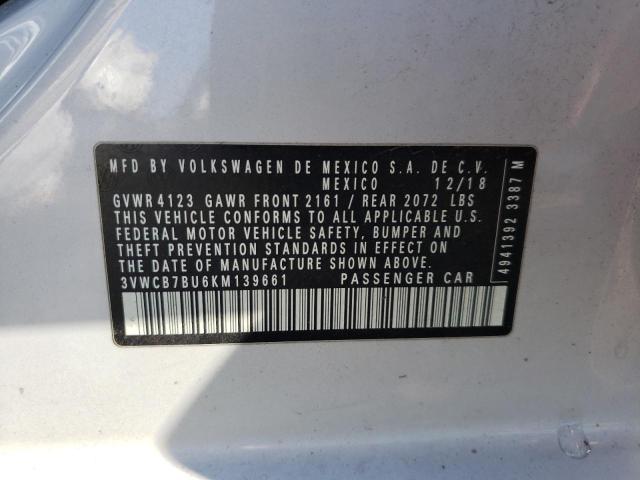 3VWCB7BU6KM139661 - 2019 VOLKSWAGEN JETTA S WHITE photo 13