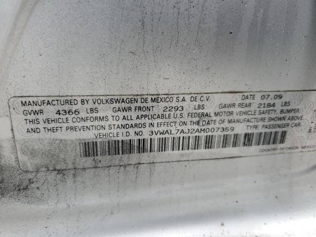 3VWAL7AJ2AM007359 - 2010 VOLKSWAGEN JETTA TDI SILVER photo 12