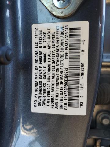 19XFB2F56CE390973 - 2012 HONDA CIVIC LX GRAY photo 12