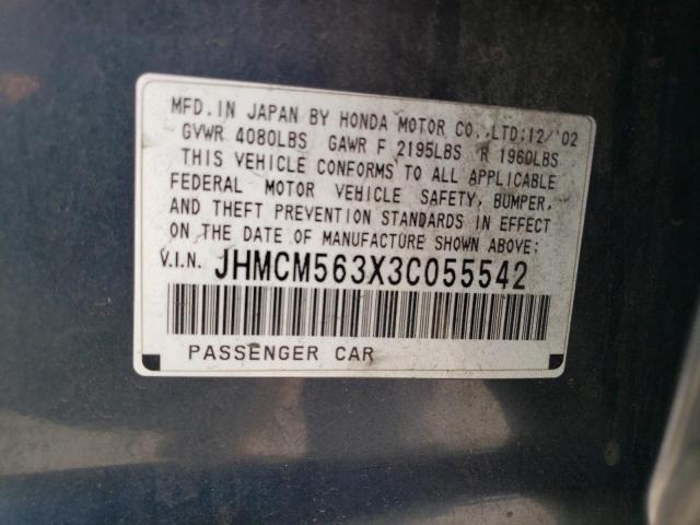 JHMCM563X3C055542 - 2003 HONDA ACCORD LX GRAY photo 12