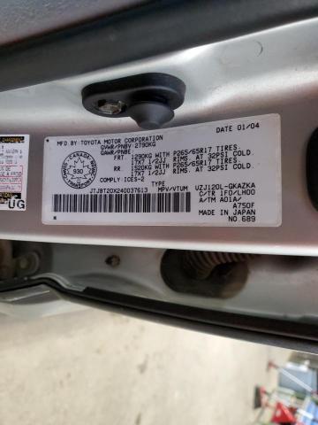 JTJBT20X240037613 - 2004 LEXUS GX 470 GRAY photo 13