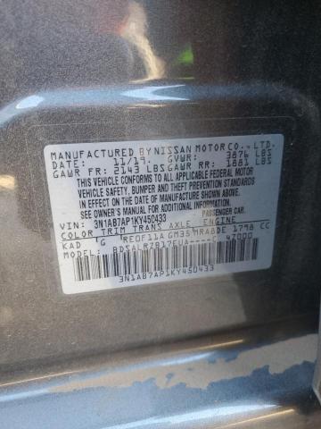 3N1AB7AP1KY450433 - 2019 NISSAN SENTRA S GRAY photo 13