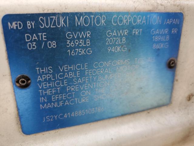 JS2YC414885103786 - 2008 SUZUKI SX4 WHITE photo 13