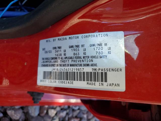 JM1BJ245631219857 - 2003 MAZDA PROTEGE PR5 红色 照片 12