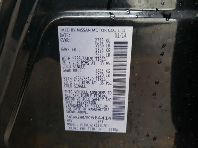 5N1AR2MM7EC664414 - 2014 NISSAN PATHFINDER S BLACK photo 13