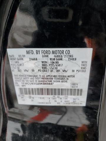 1FMCU93G29KB69447 - 2009 FORD ESCAPE XLT BLACK photo 13