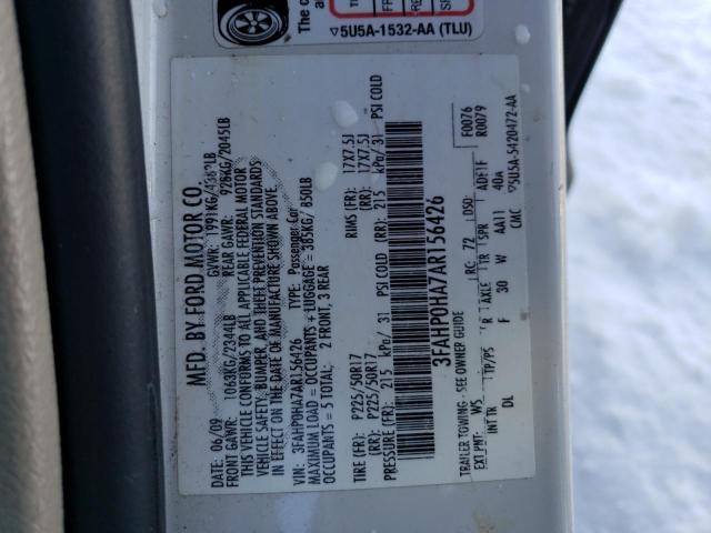 3FAHP0HA7AR156426 - 2010 FORD FUSION SE WHITE photo 13