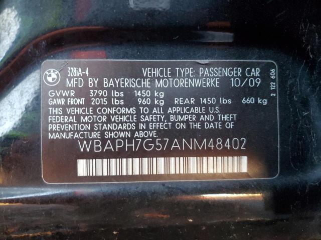 WBAPH7G57ANM48402 - 2010 BMW 328 I BLACK photo 12