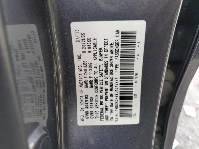 1HGCR3F89DA042864 - 2013 HONDA ACCORD EXL BLUE photo 12