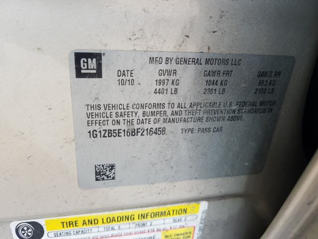 1G1ZB5E16BF216458 - 2011 CHEVROLET MALIBU LS  photo 10