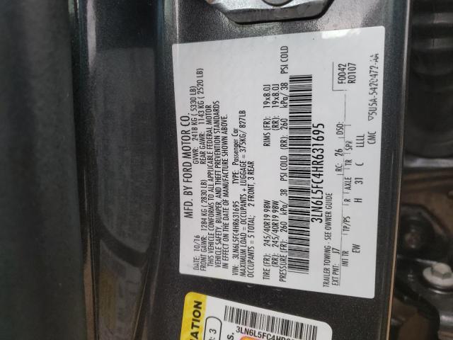 3LN6L5FC4HR631695 - 2017 LINCOLN MKZ RESERVE ნაცრისფერი ფოტო 12