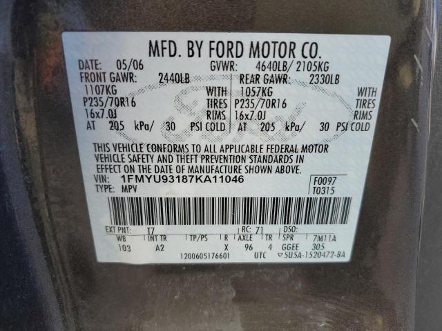 1FMYU93187KA11046 - 2007 FORD ESCAPE XLT BROWN photo 13