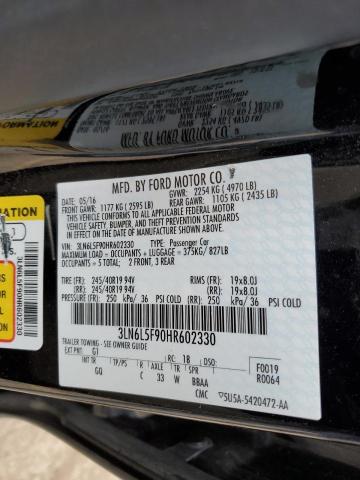 3LN6L5F90HR602330 - 2017 LINCOLN MKZ RESERVE შავი ფოტო 12