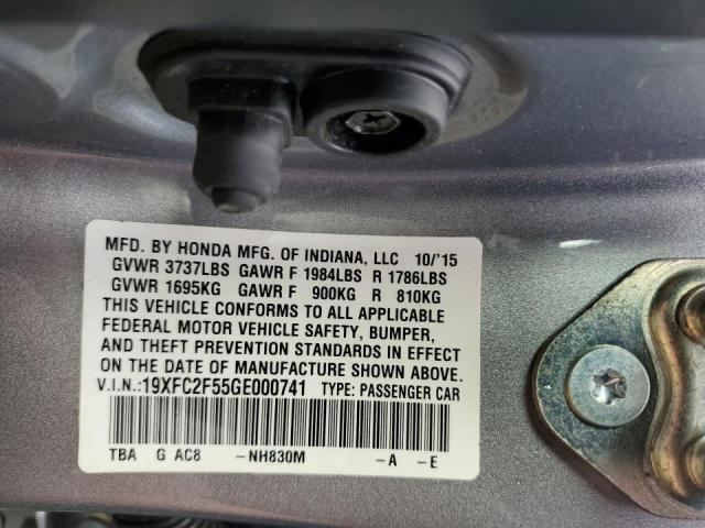 19XFC2F55GE000741 - 2016 HONDA CIVIC LX SILVER photo 12