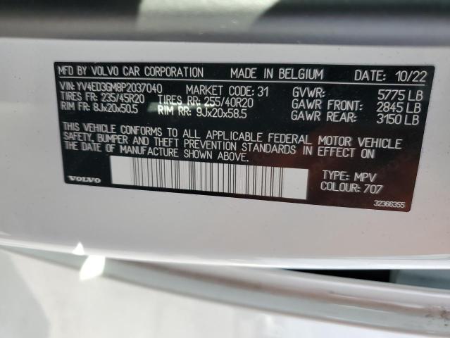 YV4ED3GM8P2037040 - 2023 VOLVO C40 RECHARGE ULTIMATE WHITE photo 13