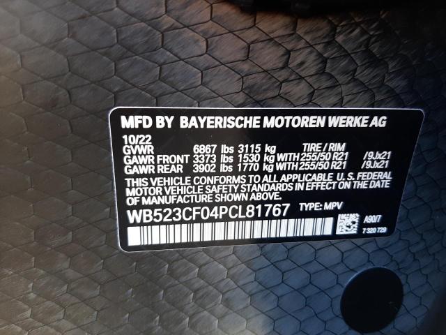 WB523CF04PCL81767 - 2023 BMW IX XDRIVE50 GRAY photo 13