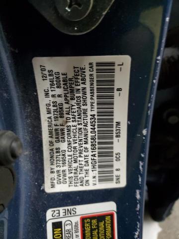 1HGFA16858L044534 - 2008 HONDA CIVIC EX BLUE photo 12