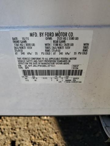 2LMTJ6LP5GBL37181 - 2016 LINCOLN MKX RESERVE Սպիտակ լուսանկար 13