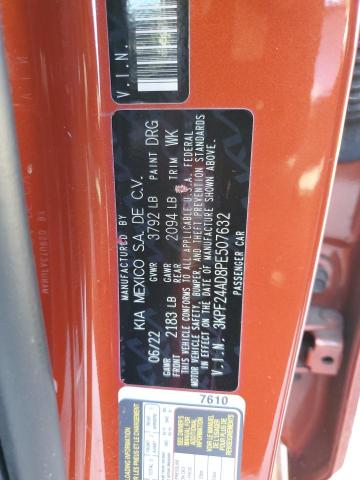 3KPF24AD8PE507632 - 2023 KIA FORTE LX ORANGE photo 12