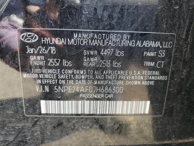 5NPE24AF0JH686300 - 2018 HYUNDAI SONATA SE BLACK photo 12