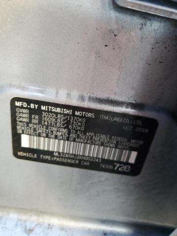 ML32A5HJ2KH002243 - 2019 MITSUBISHI MIRAGE LE SILVER photo 12