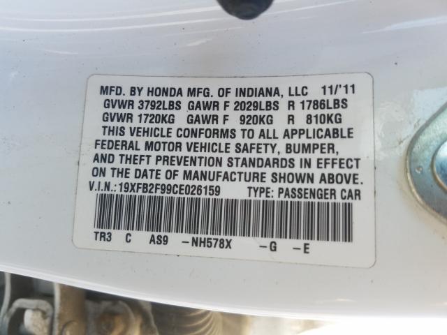 19XFB2F99CE026159 - 2012 HONDA CIVIC EXL  foto 10