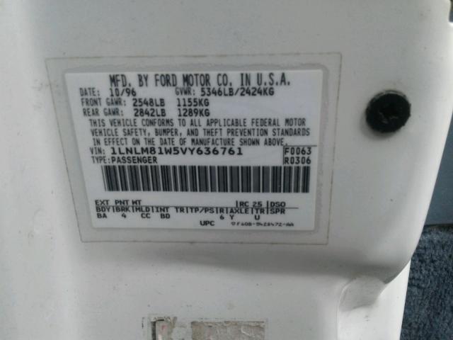 1LNLM81W5VY636761 - 1997 LINCOLN TOWN CAR EXECUTIVE  photo 10