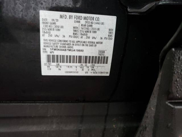 1FM5K8AB7MGA19880 - 2021 FORD EXPLORER POLICE INTERCEPTOR Schwarz Foto 12