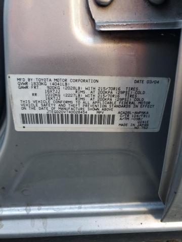 JTEGD20V740028454 - 2004 TOYOTA RAV4 SILVER photo 12