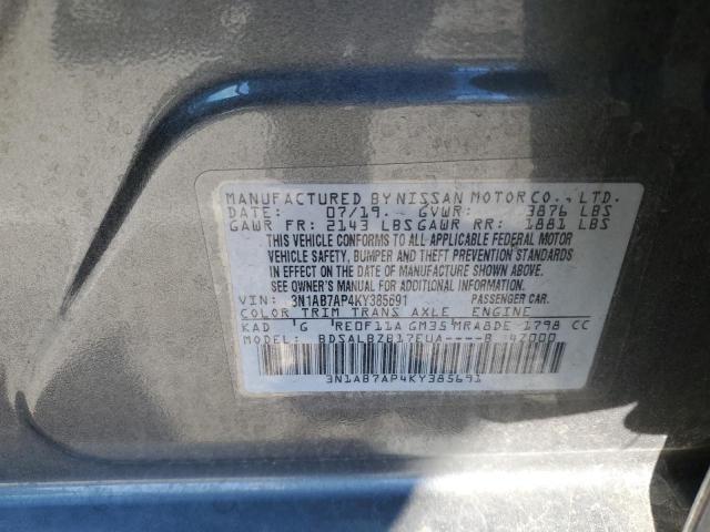 3N1AB7AP4KY385691 - 2019 NISSAN SENTRA S GRAY photo 13