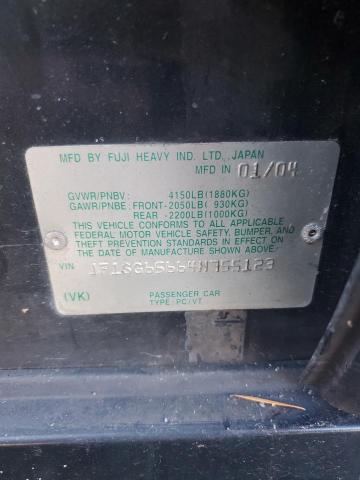 JF1SG65664H755123 - 2004 SUBARU FORESTER 2.5XS Czarny zdjęcie 12