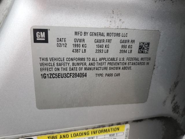 1G1ZC5EU3CF284094 - 2012 CHEVROLET MALIBU 1LT 银色 照片 12