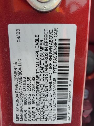 1HGCY1F21PA050948 - 2023 HONDA ACCORD LX RED photo 12