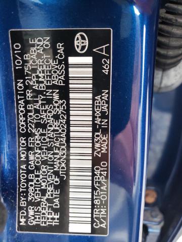 JTDKN3DU4A0242753 - 2010 TOYOTA PRIUS BLUE photo 13