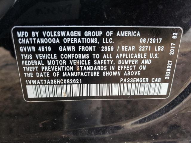 1VWAT7A35HC082621 - 2017 VOLKSWAGEN PASSAT S BLACK photo 12