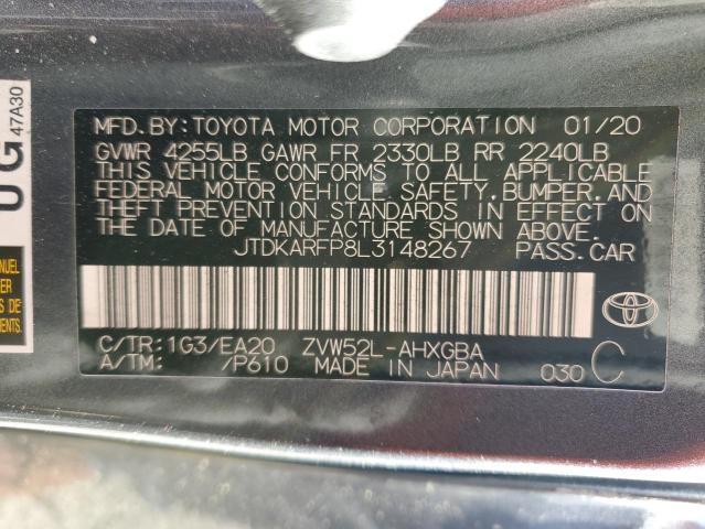 JTDKARFP8L3148267 - 2020 TOYOTA PRIUS PRIM LE GRAY photo 12