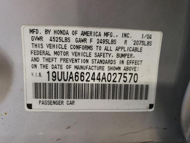 19UUA66244A027570 - 2004 ACURA TL SILVER photo 12