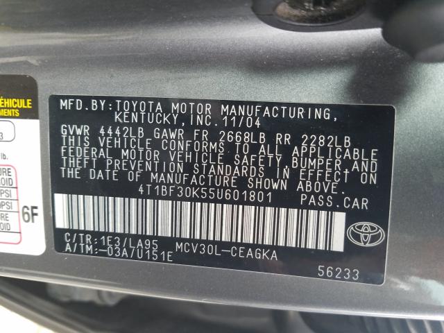 4T1BF30K55U601801 - 2005 TOYOTA CAMRY LE  photo 10