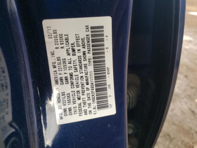 1HGCR2F86DA117711 - 2013 HONDA ACCORD EXL BLUE photo 13