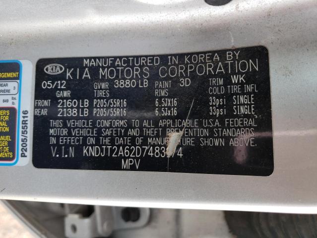 KNDJT2A62D7483174 - 2013 KIA SOUL + GRAY photo 13