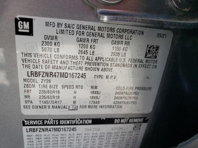 LRBFZNR47MD167245 - 2021 BUICK ENVISION ESSENCE GRAY photo 13