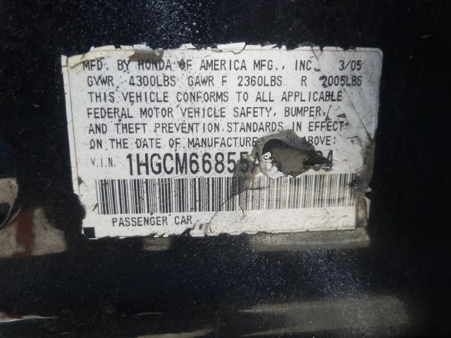 1HGCM66855A048484 - 2005 HONDA ACCORD EX  photo 10