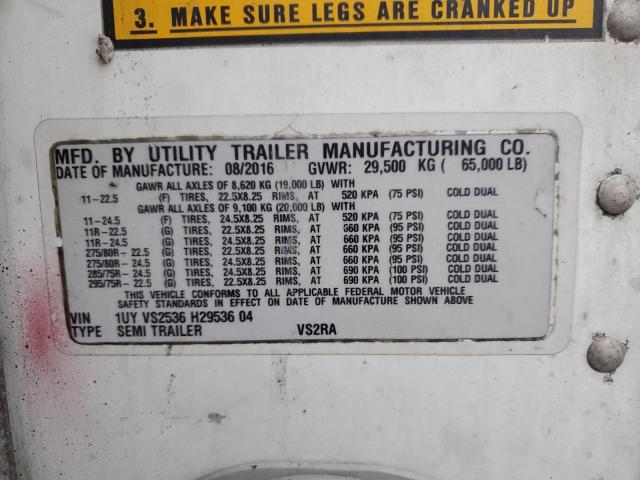 1UYVS2536H2953604 - 2017 UTILITY REEFER WHITE photo 10