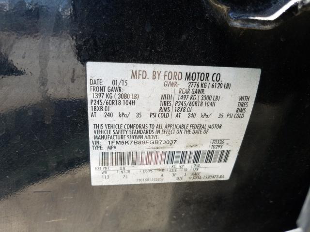 1FM5K7B89FGB73037 - 2015 FORD EXPLORER  photo 10