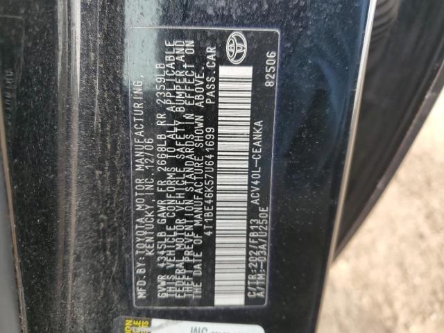 4T1BE46K57U641699 - 2007 TOYOTA CAMRY CE BLACK photo 12